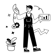 Check this doodle mini illustration of reporting analyst 