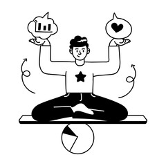 A doodle mini illustration of work balance 