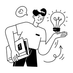 Trendy doodle mini illustration of work solution