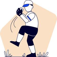 Baseball player character. Vector illustration
