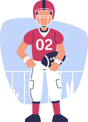 American football player character. Flat vector illustration