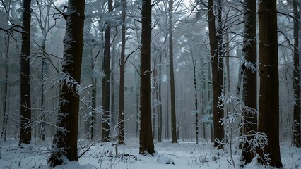 Snow,forest,trees