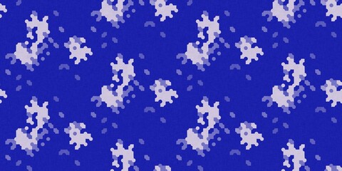 Faded electric blue glitch geo washed effect seamless border. Indigo dye grungy blotched distress abstract ribbon texture repeat. 