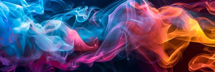  Smoke Patterns, Abstract shapes and swirls created by colorful smoke on a black background.