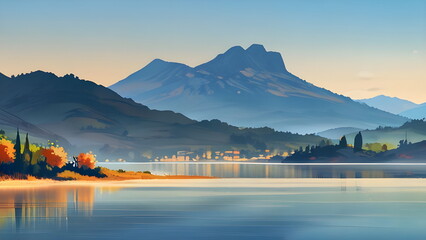 a lake in the morning