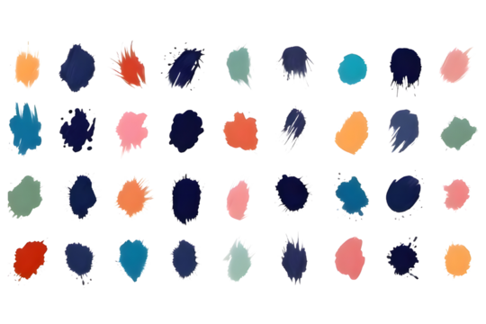 Set of beautiful color grunge design elements, png - Powered by Adobe