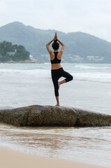 Lifestyle woman yoga exercise and pose for healthy life.Fitness and healthy lifestyle.