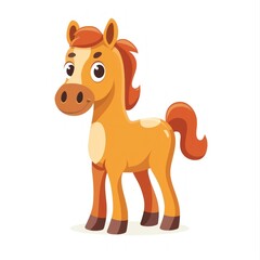 Adorable 2D illustration of a horse with a curious expression. Cute and whimsical.