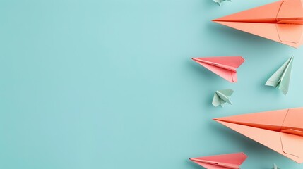 Fototapeta premium National Paper Airplane Day background concept with copy space