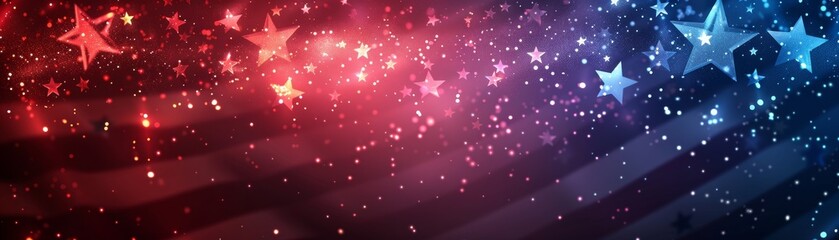 Patriotic starry background with red white and blue colors for American celebration
