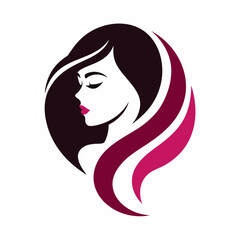Cosmetics shop logo vector art illustration with woman face