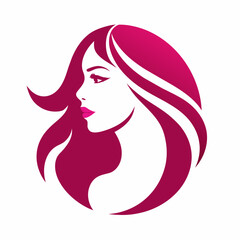 Cosmetics shop logo vector art illustration with woman face