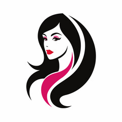 Cosmetics shop logo vector art illustration with woman face
