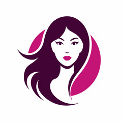 Cosmetics shop logo vector art illustration with woman face