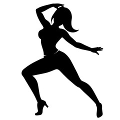 female dancing figure vector silhouette on a white background