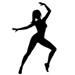 female dancing figure vector silhouette on a white background