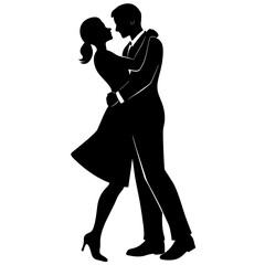 Man hugs woman Romantic moment vector silhouette