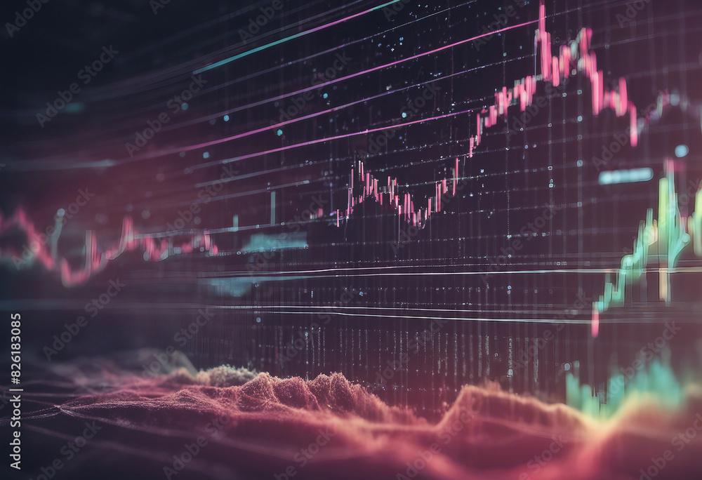 Poster forex colorful diagrams and stock market data with lines and dynamics