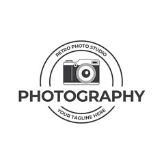 Vintage Camera Photography Vector Label, Logo Template with Retro Typography.