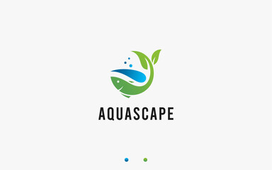 Aquaponics logo design vector silhouette illustration