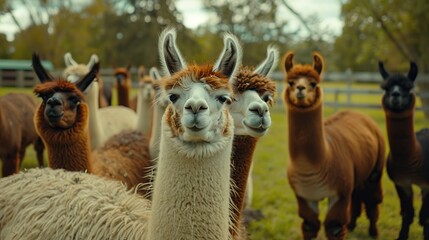 A group of llamas and alpacas. Generative Ai