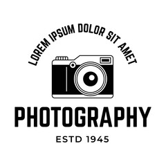 Vintage Camera Photography Vector Label, Logo Template with Retro Typography.