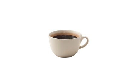 Obraz premium A simple white ceramic coffee cup filled with black coffee isolated on a white background. Perfect for morning routines or beverage advertising.
