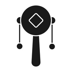 Chinese New Year Rattle Drum Icon With Black Design Style