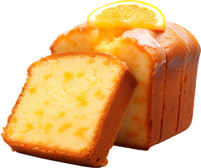 orange pound cake isolated on white or transparent background,transparency 