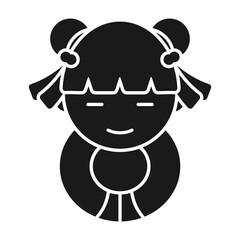 Chinese New Year Woman Avatar Icon With Black Design Style