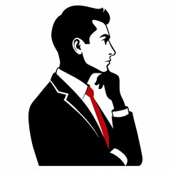 A business man thinking pose vector silhouette white background