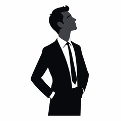 A business man thinking pose vector silhouette white background