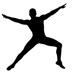 A man stretching the body vector silhouette white background