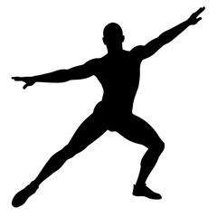 A man stretching the body vector silhouette white background