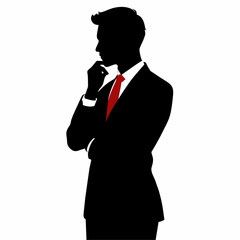 A business man thinking pose vector silhouette white background