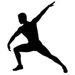 A man stretching the body vector silhouette white background
