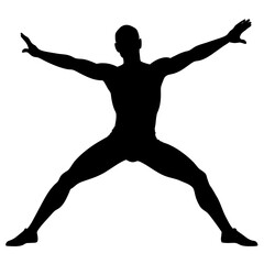 A man stretching the body vector silhouette white background