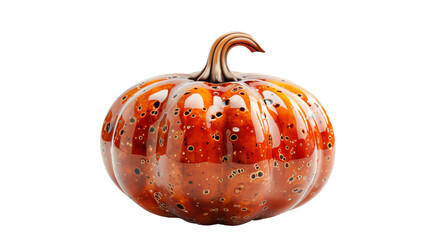 Glass-blown artistic pumpkin with intricate details, vibrant orange hues, and a polished finish, perfect for autumn and Halloween decor