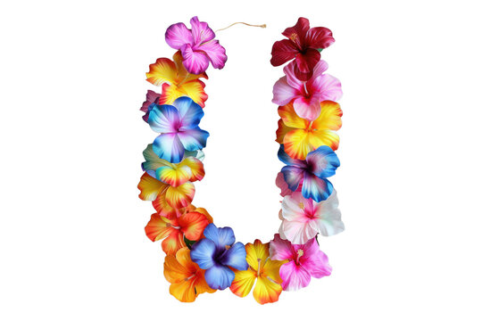 Fototapeta Hawaii garland of colorful flowers isolated on white background