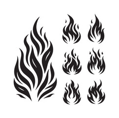 fire flame silhouette icon set ILLUSTRATION 