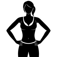 Fototapeta premium a slim woman stands with her hands on her hips, doing exercises vector silhouette