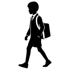a student boy going to school with school bag vector silhouette