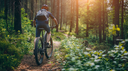 mountainbiker in the forest