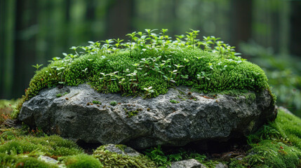 Close-up of micrograss and moss in a forest, illustrating the importance of environmental conservation and eco-friendly initiatives.