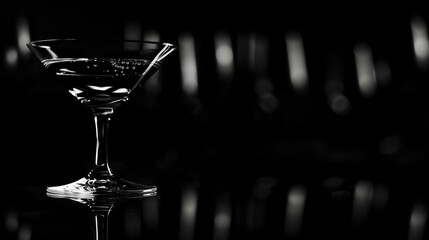 Elegant Martini Glass on Black Background