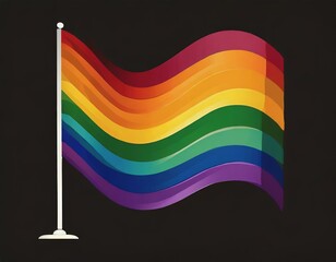 vector image of the lgbt flag on black background, queer pride month, wallpaper logo gay heart