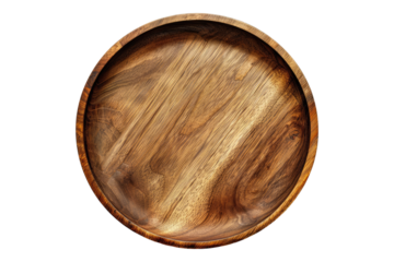 Wooden plate isolated on white background