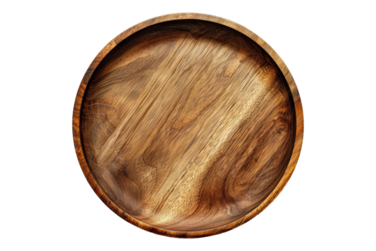 Wooden plate isolated on white background