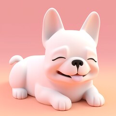 French bulldog 3d icon cartoon style