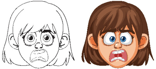 Illustration of a girl with a shocked expression